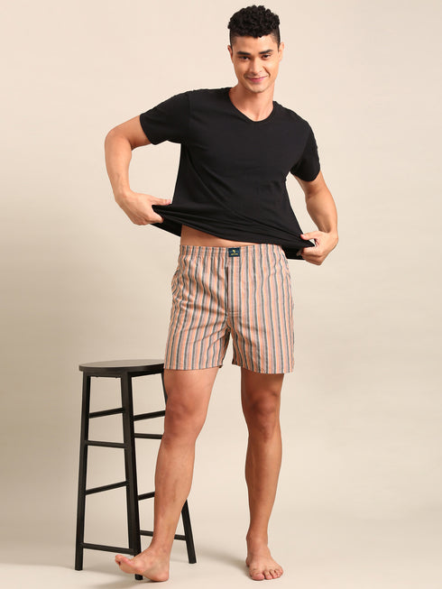 Brown Checked Cotton Boxer